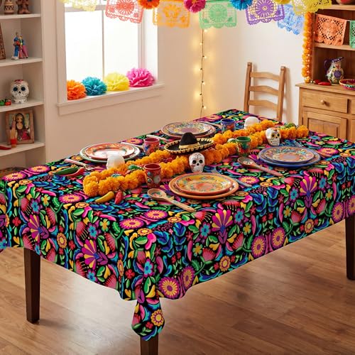 Mexico Tablecloth 60x120 Inch Rectangular Seasonal Fiesta Decor - Halloween, Cinco de Mayo