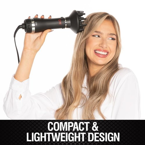 CHI Volumizer 4-in-1 Blowout Brush | Ceramic Ionic Hair Dryer with 4 Attachments, 1000W, Black