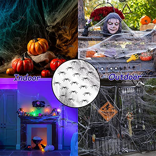 Halloween Spider Web Decorations 300 Sqft with Fake Spiders Indoor Outdoor