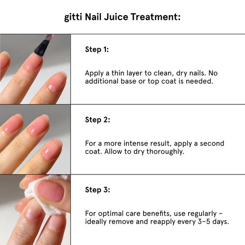 gitti Nail Juice I Natural Nail Care Treatment and Sheer Pink Color, Non-Toxic, 82% Natural Origin, Plant-based, Cruelty-Free, Vegan, Nourishes and Strengthens Nails, 0.5 Fl Oz