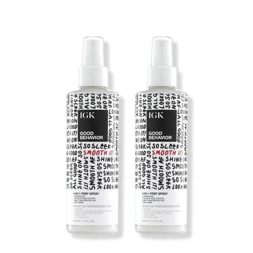 IGK Good Behavior 4-in-1 Prep Spray - Leave-In, Detangle & Heat Protectant | Vegan & Cruelty-Free | 7 Oz (Pack of 2)