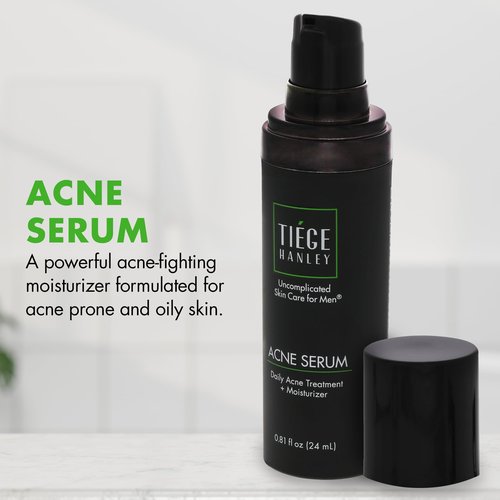 Tiege Hanley Acne Serum for Men, Facial Serum with Salicylic Acid, Granactive Complex & Tea Tree Oil for Blackheads, Visible Pores & Uneven Tone, Moisturizer for Oily Skin, Men’s Skin Care, 0.8 fl oz