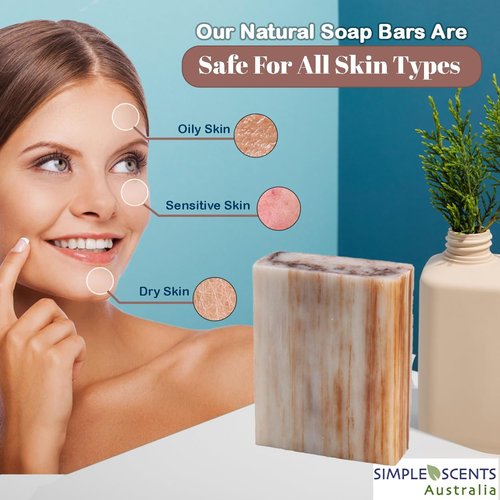Simple Scents Australia Patchouli Scented Natural Soap Bars (5 Bars), 3.5oz Moisturizing French Triple Milled Soap Bars Enriched with Shea Butter - Pure Plant Oil Bath & Body