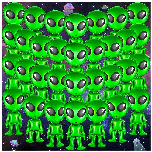 32 pcs Green Alien Balloons - Space Themed Party Decorations