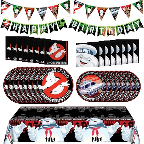 Ghostbusters Party Supplies Set for 16 Guests - Complete Decorations & Dinnerware - Serves 16