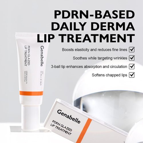 Genabelle PDRN Glazed Lip Treatment - Hydrating Lip Balm with PDRN & Peptides for Glossy, Soft Lips - 0.33 fl oz