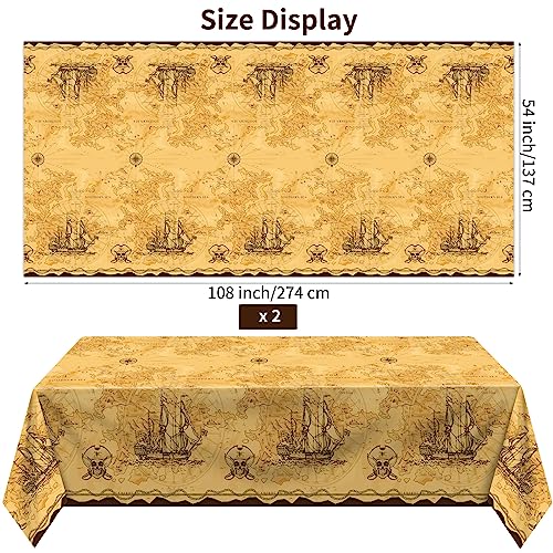 2 Pack Pirate Treasure Map Tablecloths - Pirate Party Supplies & Decorations