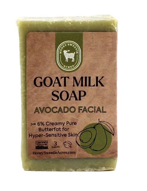 Honey Sweetie Acres Avocado & Goat Milk Facial Cleansing Bar - All-Natural Moisturizer | 3 Oz, Eco-Friendly, Handcrafted in USA