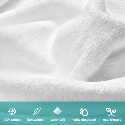 Buryeah 50 Pieces Cotton Washcloths 100% Ring Spun Cotton Wash Cloths Bulk Absorbent and Soft Feel White Towels for Bathroom, Spa, Gym and Face Cleaning (12 x 12 Inches)