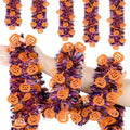50 FT Halloween Tinsel Garland with Purple & Black Pumpkins - Glitter Decor Streamers