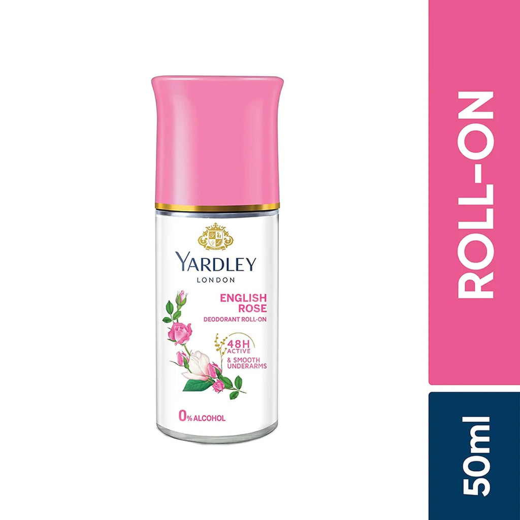 Yardley London English Rose Deodorant Roll-On - 48-Hour Protection | Alcohol-Free | 1.7oz (50ml)