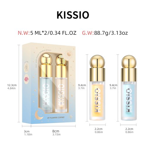 KISSIO Plumping Lip Gloss - Moisturizing Lip Plumper with Ginger, Peppermint & Jojoba Oil | Clear, 10 ml