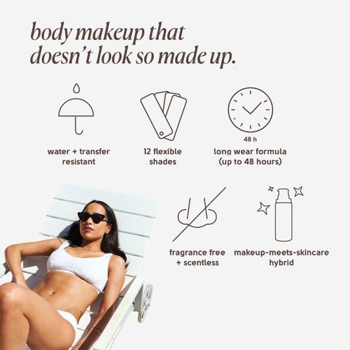 Tinge Body Makeup - Water & Transfer Resistant Cream for All Skin Types | Medium Coverage, 3.38 Fl Oz - Deep Cool