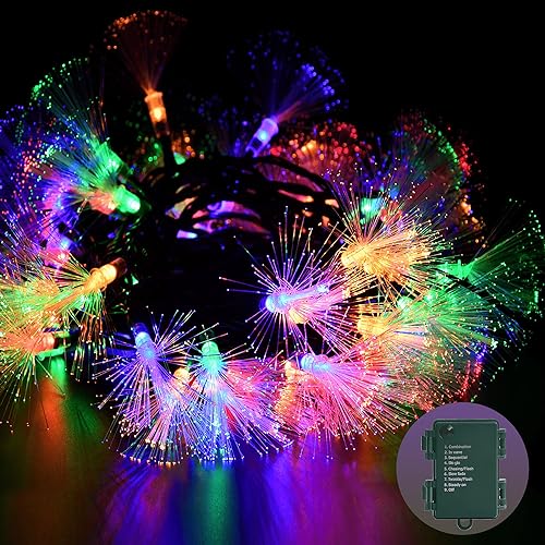 Multicolor Fiber Optic Fairy Lights 33FT Battery Operated with Timer for Christmas Wedding Garden