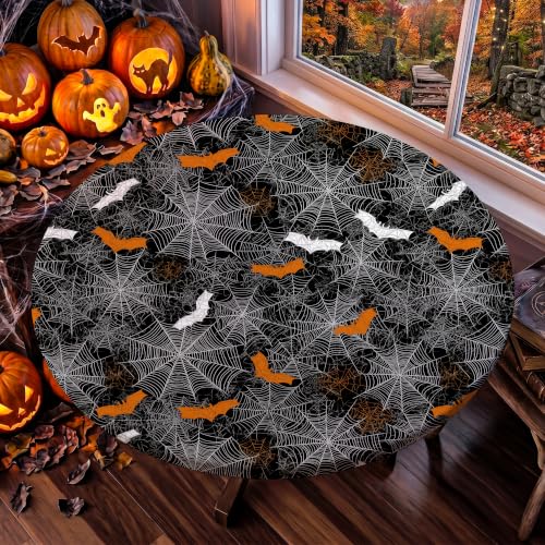 Halloween Round Fitted Tablecloth 54-60 Inch Waterproof Spooky Table Cover - Variation of THIS listing: Halloween-2 / 60"