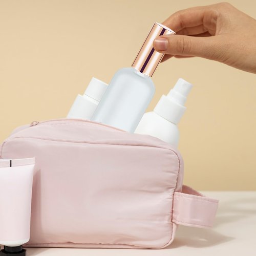 Olutacot 32 Pcs Glass Spray Bottle - Empty Frosted Reusable Perfume Bottle Cosmetic Container With Fine Mist Sprayer Pump for Travel Face Body Sprays (Rose Gold)