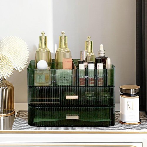 PLINJOY Makeup Organizer with Drawers Stackable Skincare Cosmetic Makeup organization for vanit Bathroom Desk Countertop