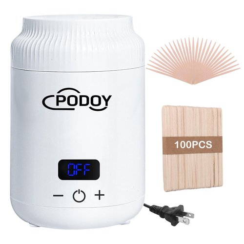 PODOY Mini Wax Warmer - Switchable Display, Portable for Hair Removal with 100 Wax Sticks, Non-Stick Waxing Kit for Women's Face and Body, Professional Melter Machine