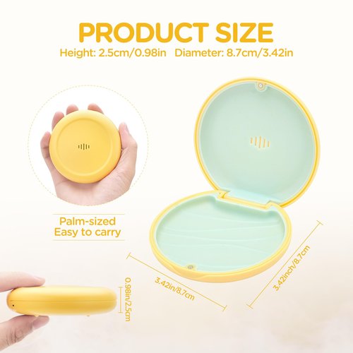 Gaboolo 2 Pack Retainer Case Ultra-slim Aligner Case with Vent Holes Removable Inner Tray Silicone for Easy Cleaning (2Pack Yellow Green)