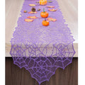 Halloween Purple Table Runner with Spider Web Lace - 72x13 Inch Festive Decor