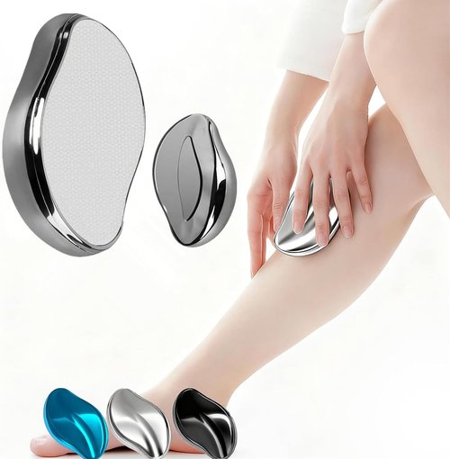 Epilators Crystal Hair Remover Natural Hair Eraser Reusable Painless Nano Glass Hair Removal Device Without Shaver Gentle Crystal Epilator and Exfoliator for Soft Silky Skin Silver