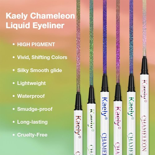 Kaely Chameleon Liquid Eyeliner - High-Pigmented Glitter Metallic Chrome | Waterproof & Smudge-Proof, 01 Flare