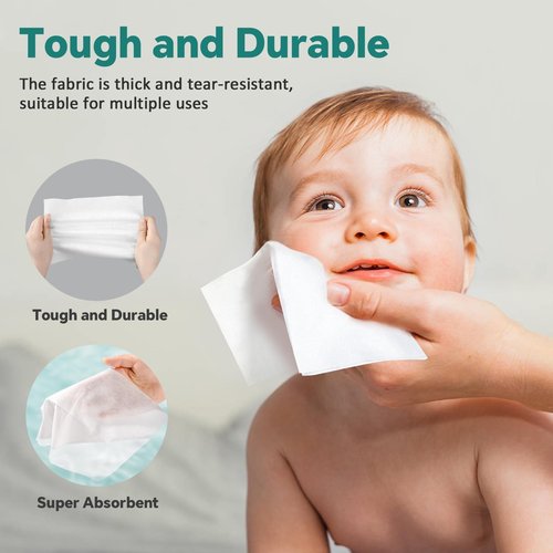 Disposable Face Towels - 100% Cotton Facial Tissues for Dry and Wet Use, Biodegradable Wipes for Makeup Removal and Skin Cleansing, Suitable for Adults and Babies (100 Count, Pack of 6)