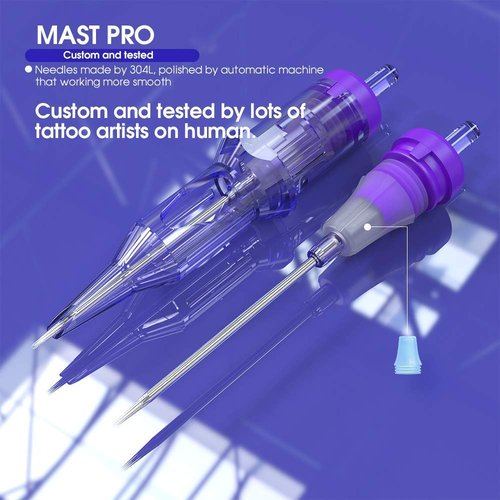 Mast Tattoo Pro Tattoo Cartridges 50Pcs Assorted Mixed Sizes #12 Standard 1RL 3RL 5RL 7RL 5RS 7RS 7RM 9M 9RS 11RM Disposable Round Liner Shader Magnum Tattoo Needles Kit for all styles