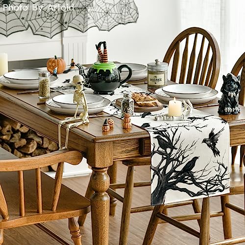 Halloween Table Runner 13x120 Inch Beige Spun Polyester Party Decor
