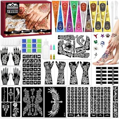 Temporary Tattoo Kit for Women Men Teens - 10 Colors, Waterproof & Safe