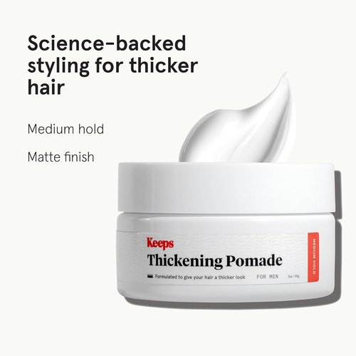 Keeps Thickening Pomade for Men - Medium Hold Matte Finish Styling - Biotin Formula for Fuller Hair - 3 Oz Travel Size