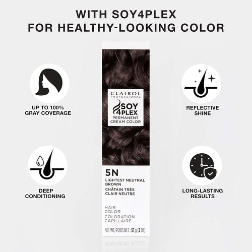 Clairol Professional Permanent Cream Hair Color - 100% Gray Coverage | Deep Conditioning in Blonde, Brown, Black & Red-Violet Shades