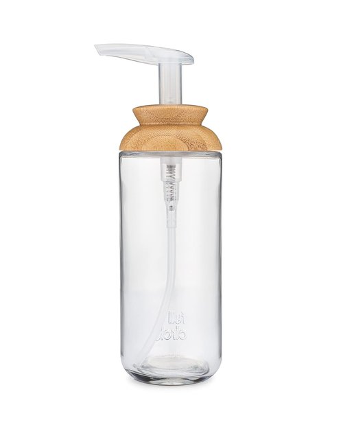 Full Circle Soap Opera - Recycled Glass Gel Soap & Lotion Dispenser with Bamboo Lid | 12-Ounce, Clear