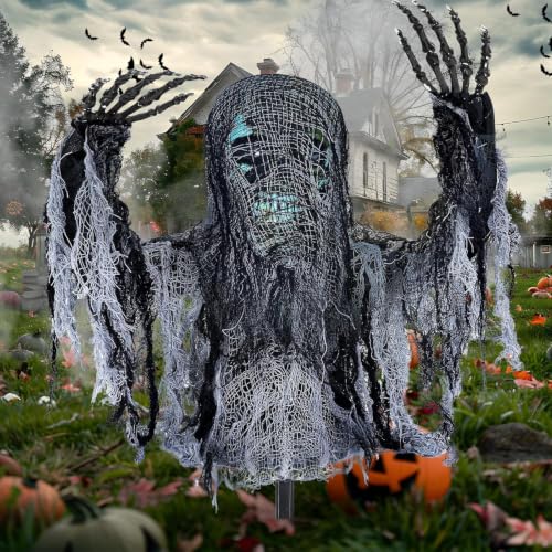 Halloween Animatronic Zombie Groundbreaker with Red Eyes & Swinging Arms