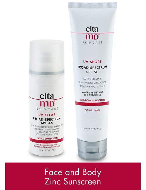 EltaMD Zinc Oxide Sunscreen Set - Mineral-Based Formula, Dermatologist Recommended for Face & Body