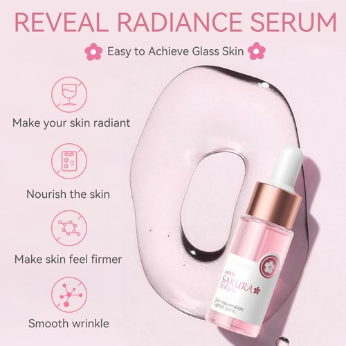 Skincare Set Sakura Teen Girls Gifts - Skin Care Set - Skincare for Teens 10-12 Hydrating - Travel Size Facial Kit for Women with Cleanser,Serum,Cream,Bunny Headband,Cleansing Brush（5pcs）