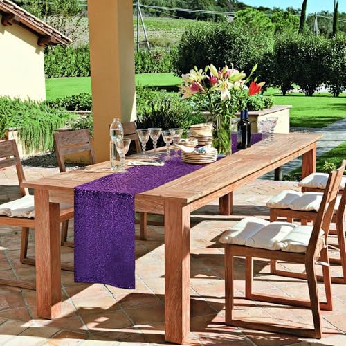 Purple Sequin Table Runner 12 x 72 Inches - Pack of 10, Wedding & Party Decor