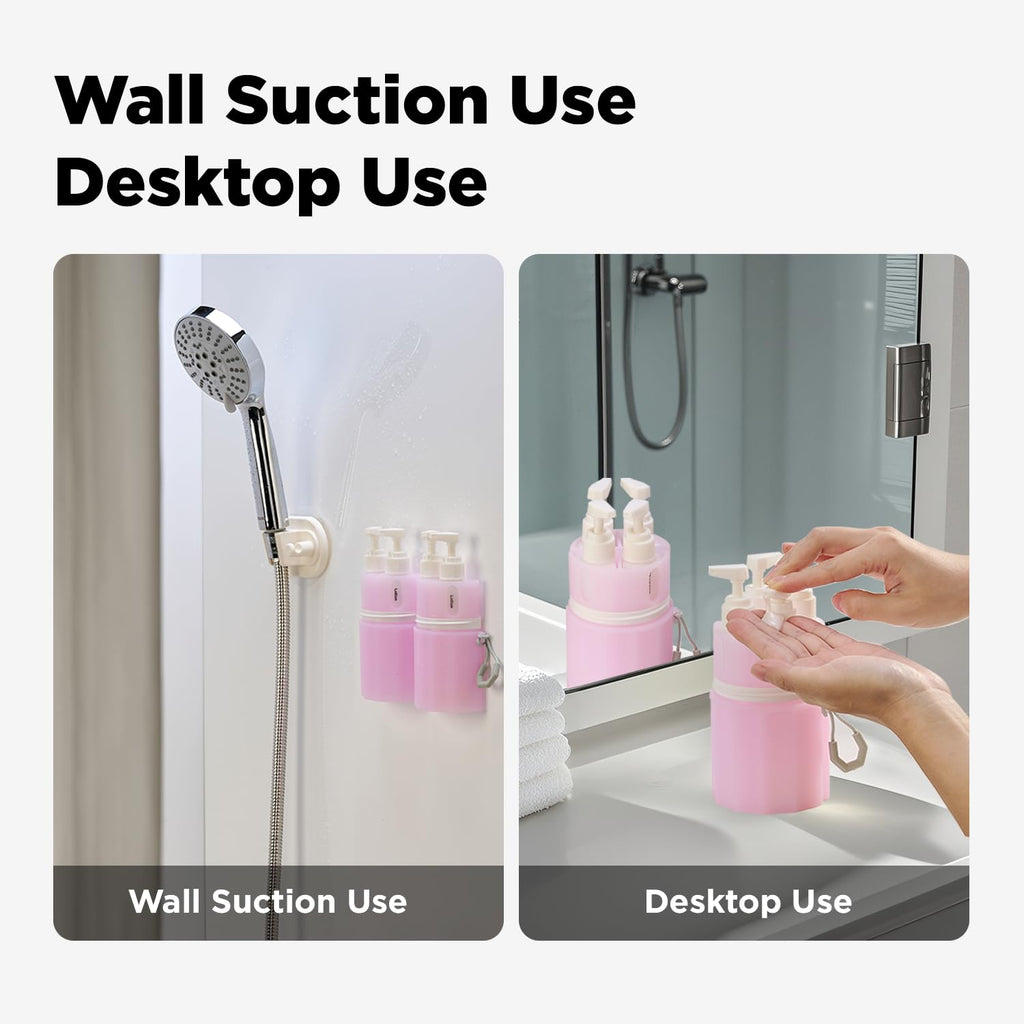 VOGOGE Travel Bottles for Toiletries, TSA Approved Travel Shampoo and conditioner Bottles with Suction Cups, Pink