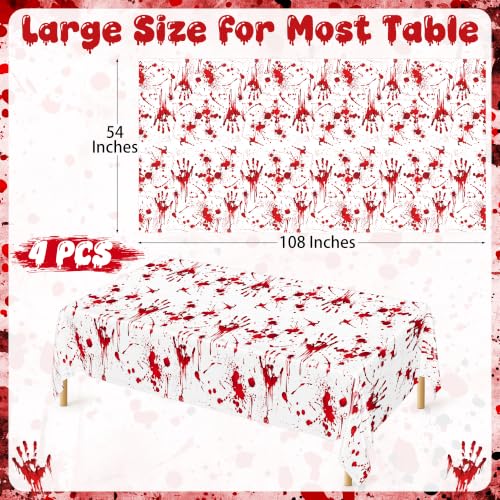 Bloody Halloween Disposable Tablecloths - 4 Pack 54 x 108 Inches