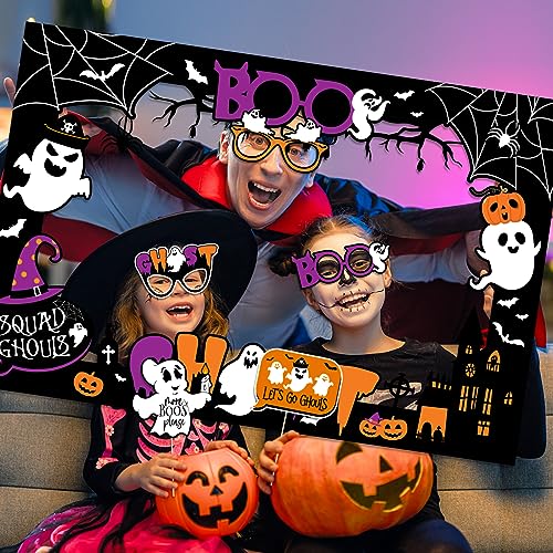 Halloween Photo Booth Props Set Ghost Pumpkin Spiders Bat Selfie Decorations
