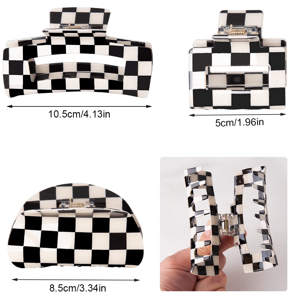 Vintage Checkered Y2K Hair Barrettes - Aesthetic 3-Piece Claw Clips for Women & Girls