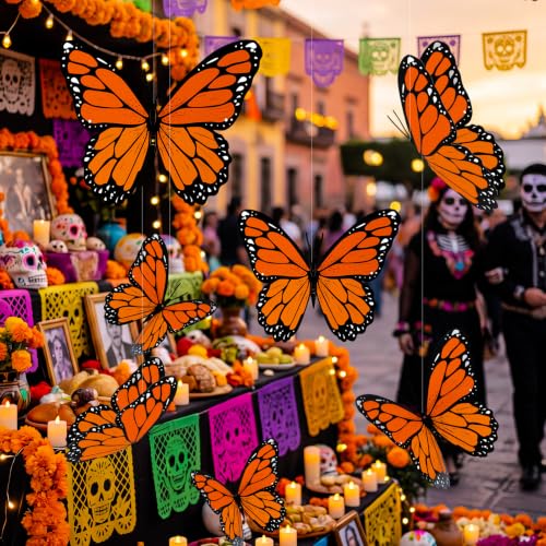 18 Pcs Large Monarch Butterfly Decoration for Dia De Los Muertos - Fall & Halloween Decor - Variation of THIS listing