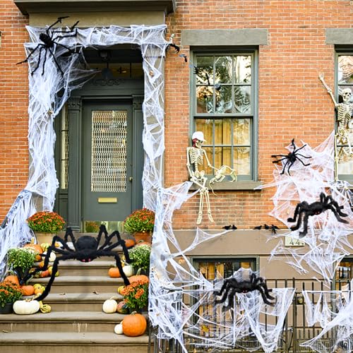 8Pcs Halloween Spider Decorations Set - Realistic Hairy Indoor & Outdoor Spiders