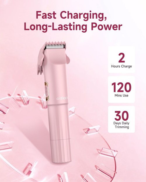2-in-1 Bikini Trimmer for Women, Electric Personal Full Body & Pubic Hair Trimmer with Foil Shaver, Rechargeable Cordless Razor, Safe on Skin, Gentle Grooming for Intimate Areas, Legs & Underarms