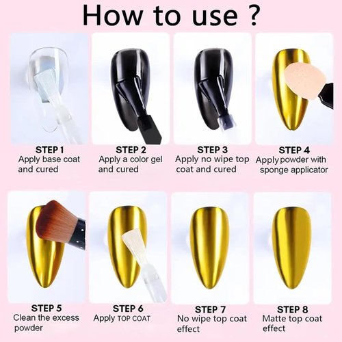 Holographic Mirror Gold Chrome Nail Powder Kit Effect Metallic Dust Sequins UV Gel Nail Chrome Powder for Nails Set Decoration
