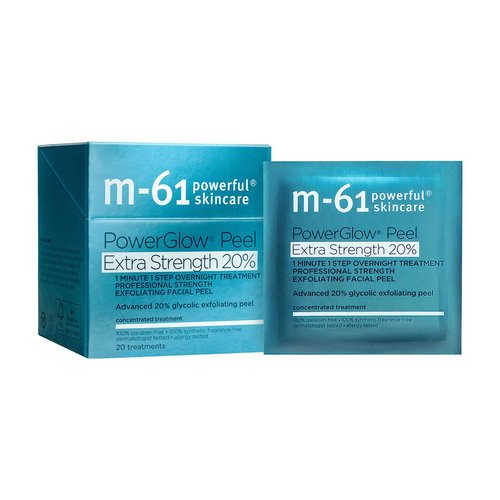 M-61 PowerGlow Peel - Extra Strength 20% Glycolic Acid Facial Peel | Intense Overnight Resurfacing Treatment | USA Made