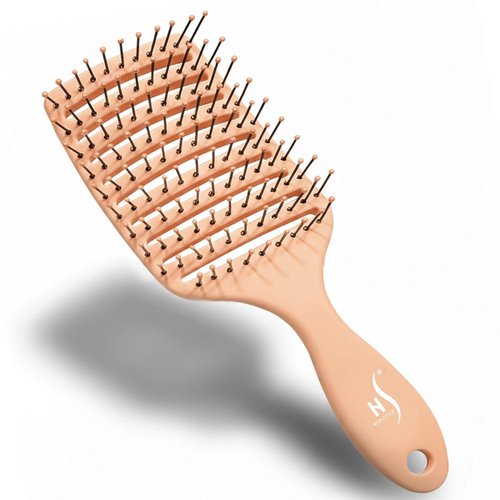 Herstyler Vented Hair Brush - Fast Detangling for Thick, Curly, or Wavy Hair - Peach Color