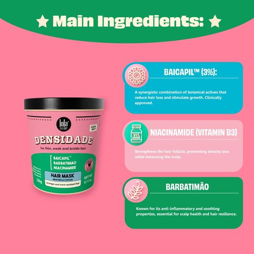 Lola From Rio - Hair Mask for Fine, Weak Hair | Stimulates Growth & Boosts Volume - 8.11 Fl Oz
