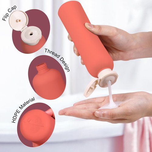 UMETASS Travel Shampoo Bottle, Empty Plastic Squeeze Bottles 8.8oz with Flip Cap, Lotion Container for Toiletries Travel Size Shampoo and Conditioner
