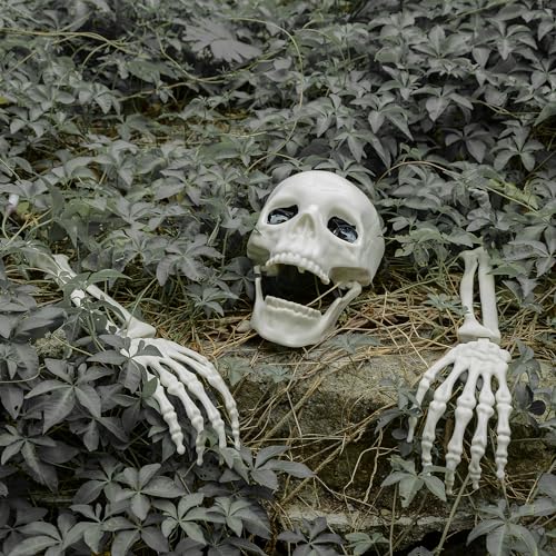Halloween Zombie Skeleton Arm Stakes with Skull - 6 Pcs Outdoor Lawn Decorations